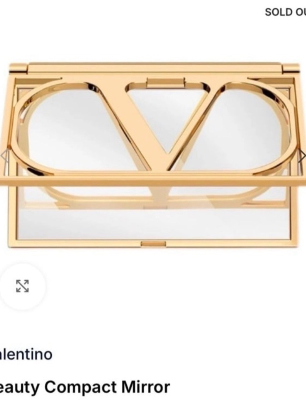 Valentino Gold Iconic V-Logo Compact Mirror - approx 4” x 2.5” -  new sealed